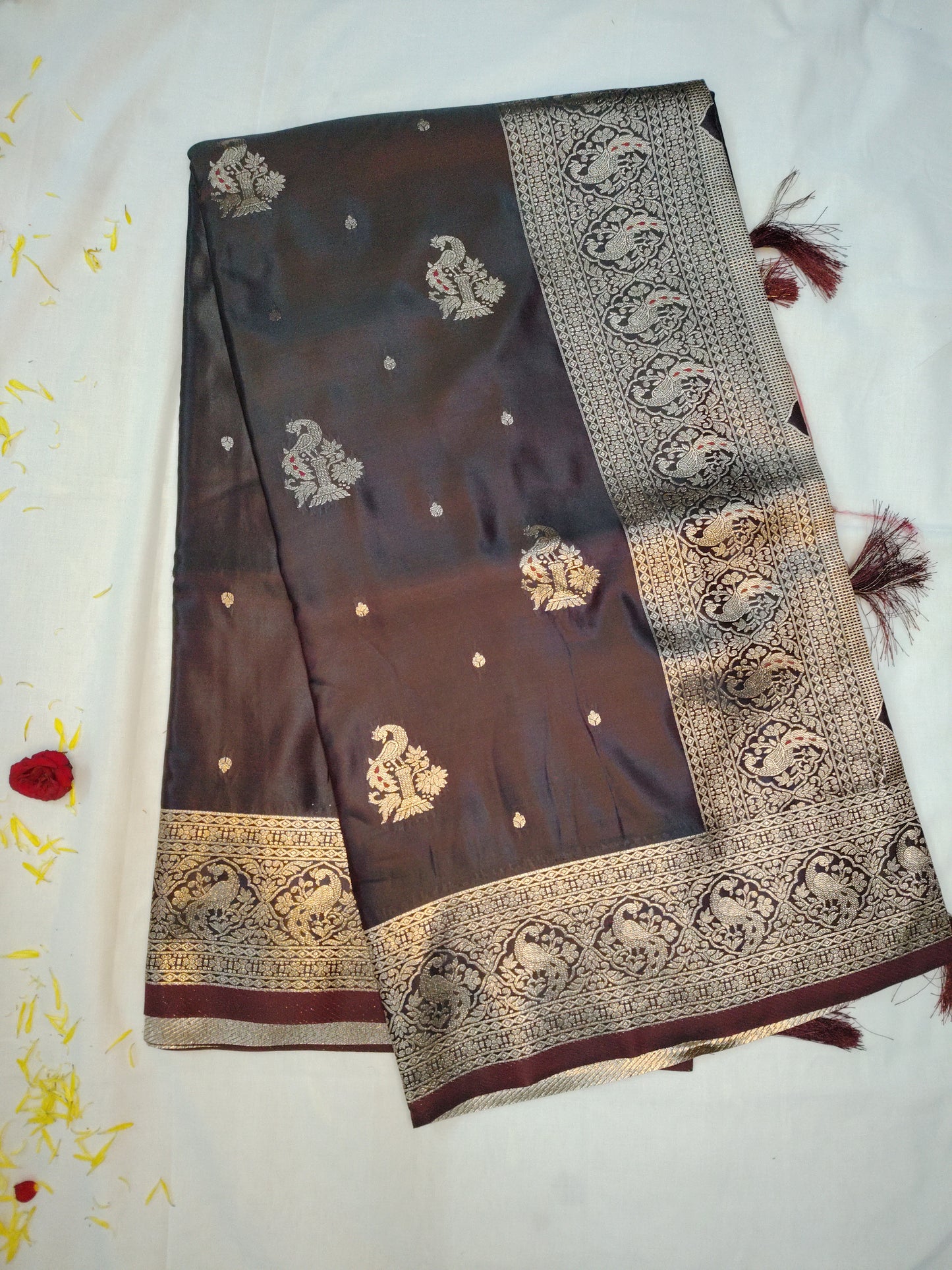 Jasmine soft peacock silk saree