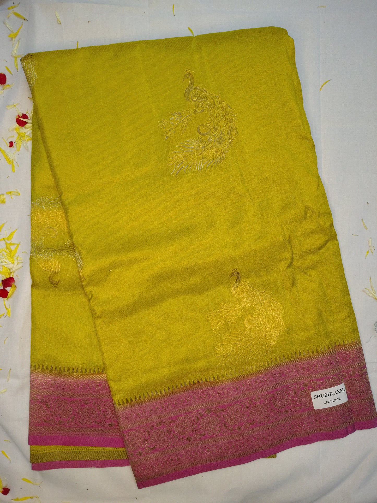 Udaan semi georgette peacock design saree