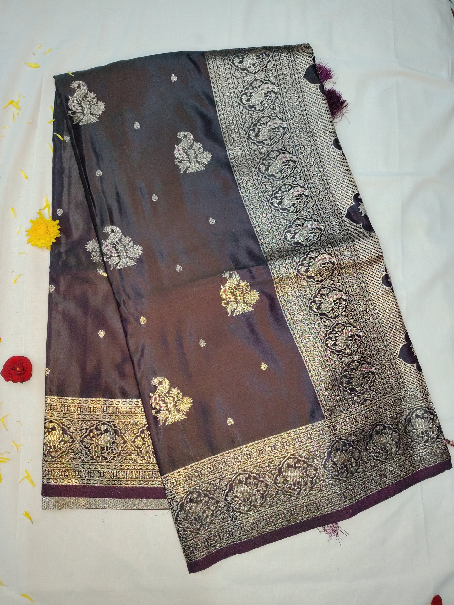 Jasmine soft peacock silk saree