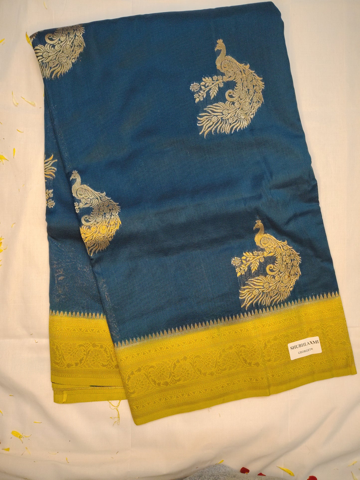 Udaan semi georgette peacock design saree