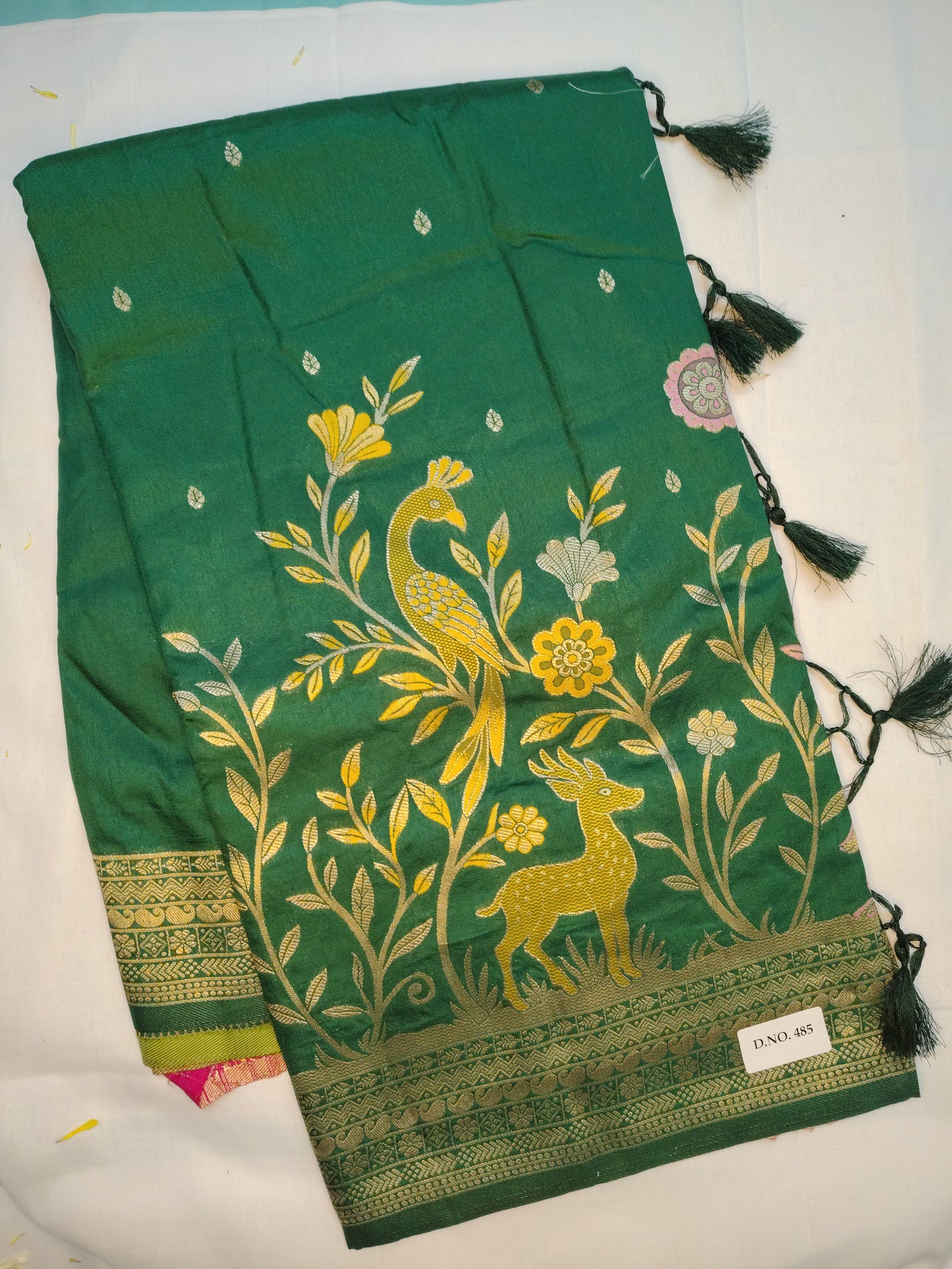 Udaan semi chiniya deer design silk saree