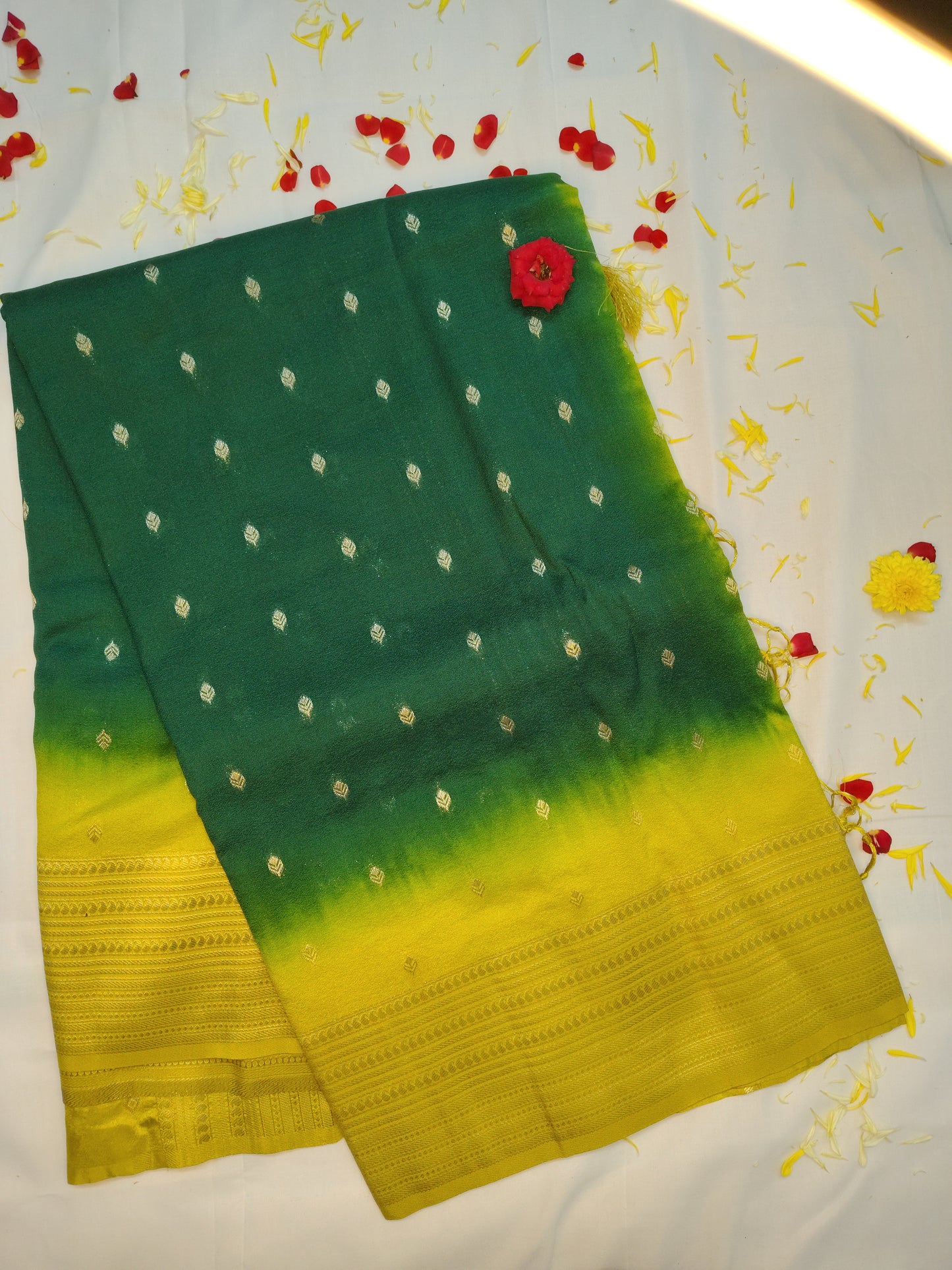 Chanderi exclusive leaf butta design saree