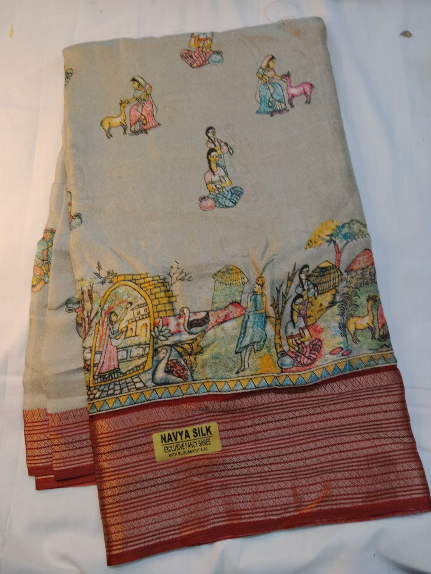 Daily wear soft village print saree deliver