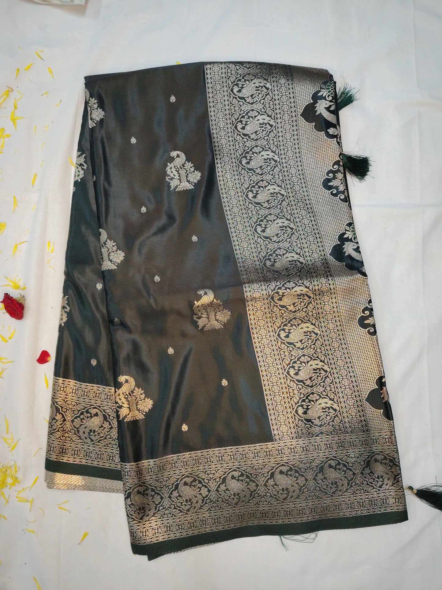 Jasmine soft peacock silk saree