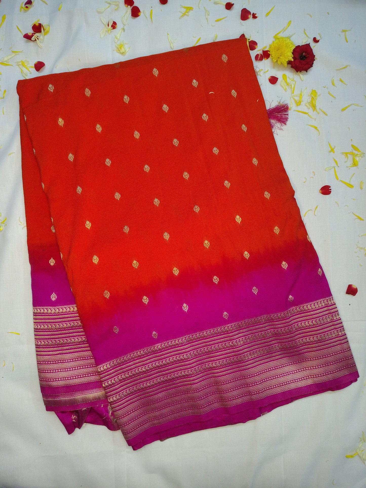 Chanderi exclusive leaf butta design saree