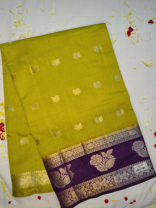Royal chanderi  exclusive flower border design saree(AA)