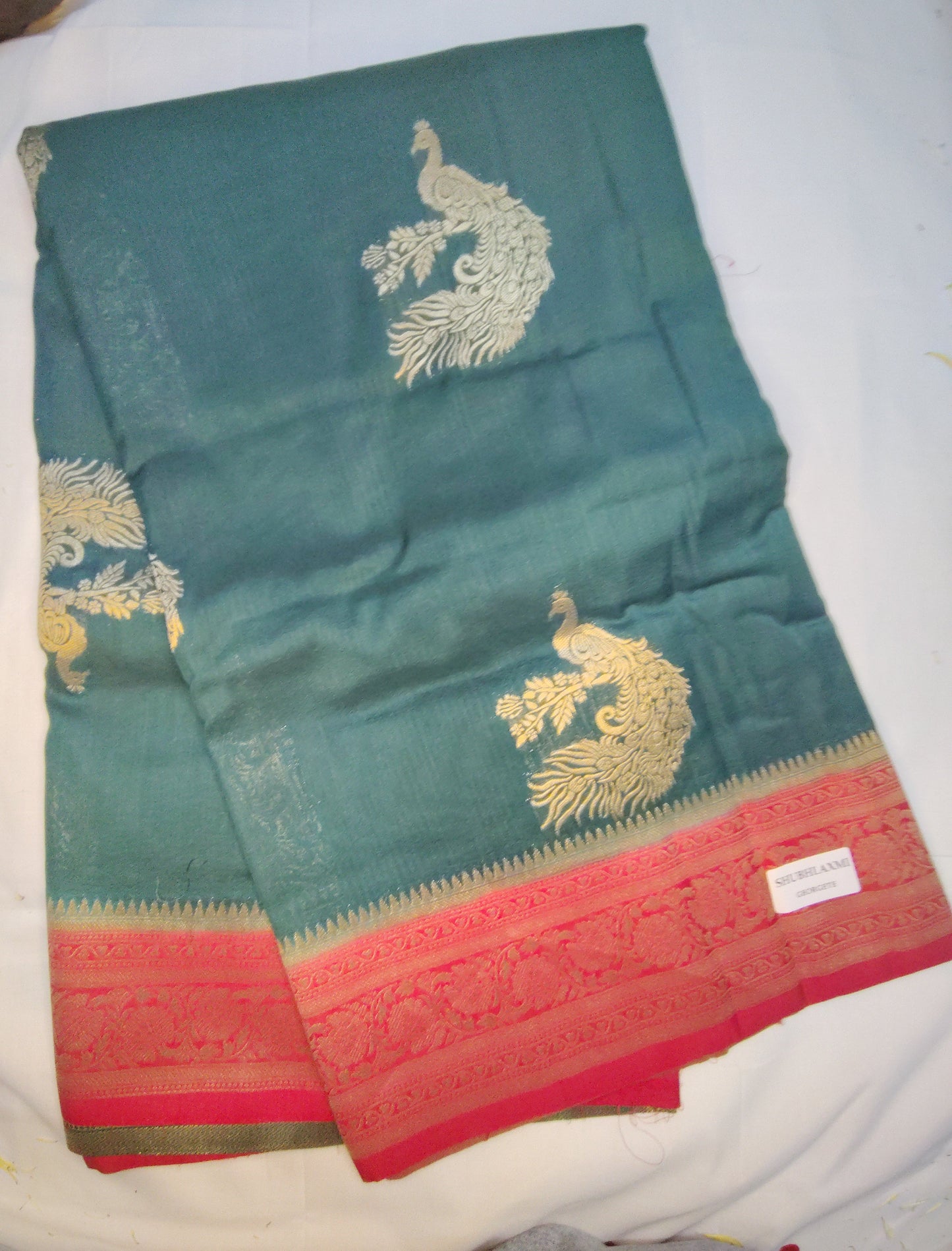 Udaan semi georgette peacock design saree