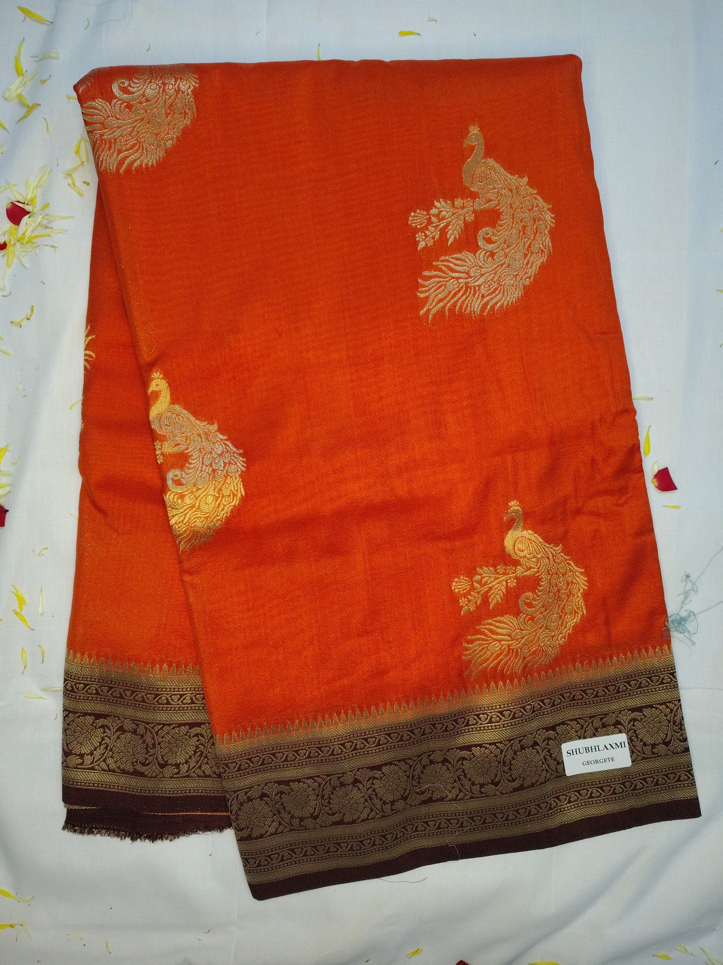 Udaan semi georgette peacock design saree