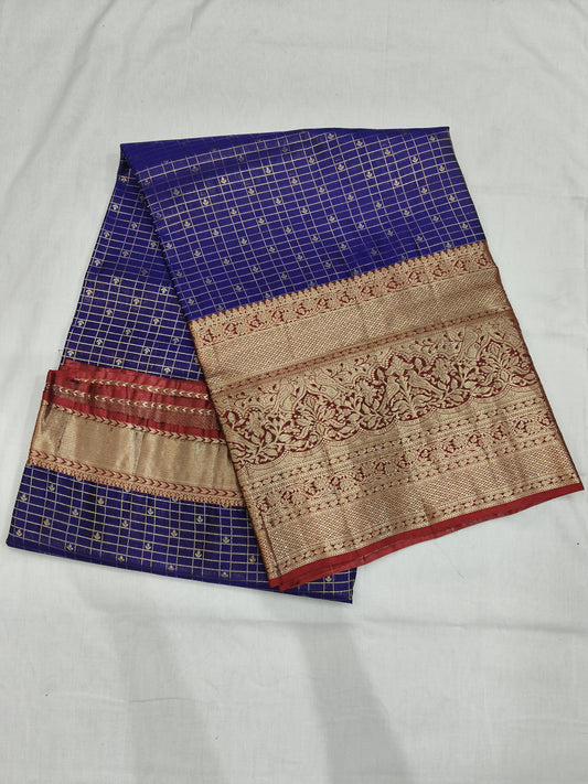 Checks Kanchivaram pattu saree