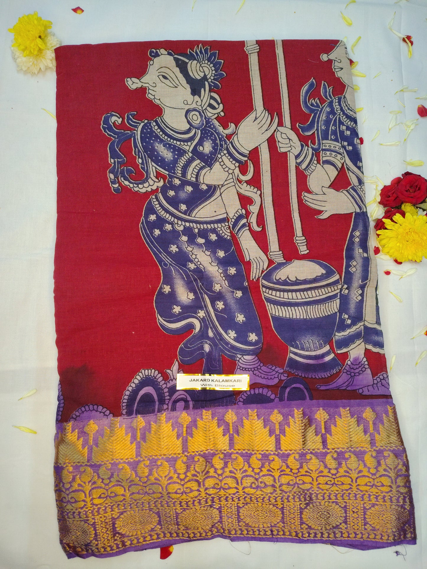 Cotton Kalamkari jakard saree