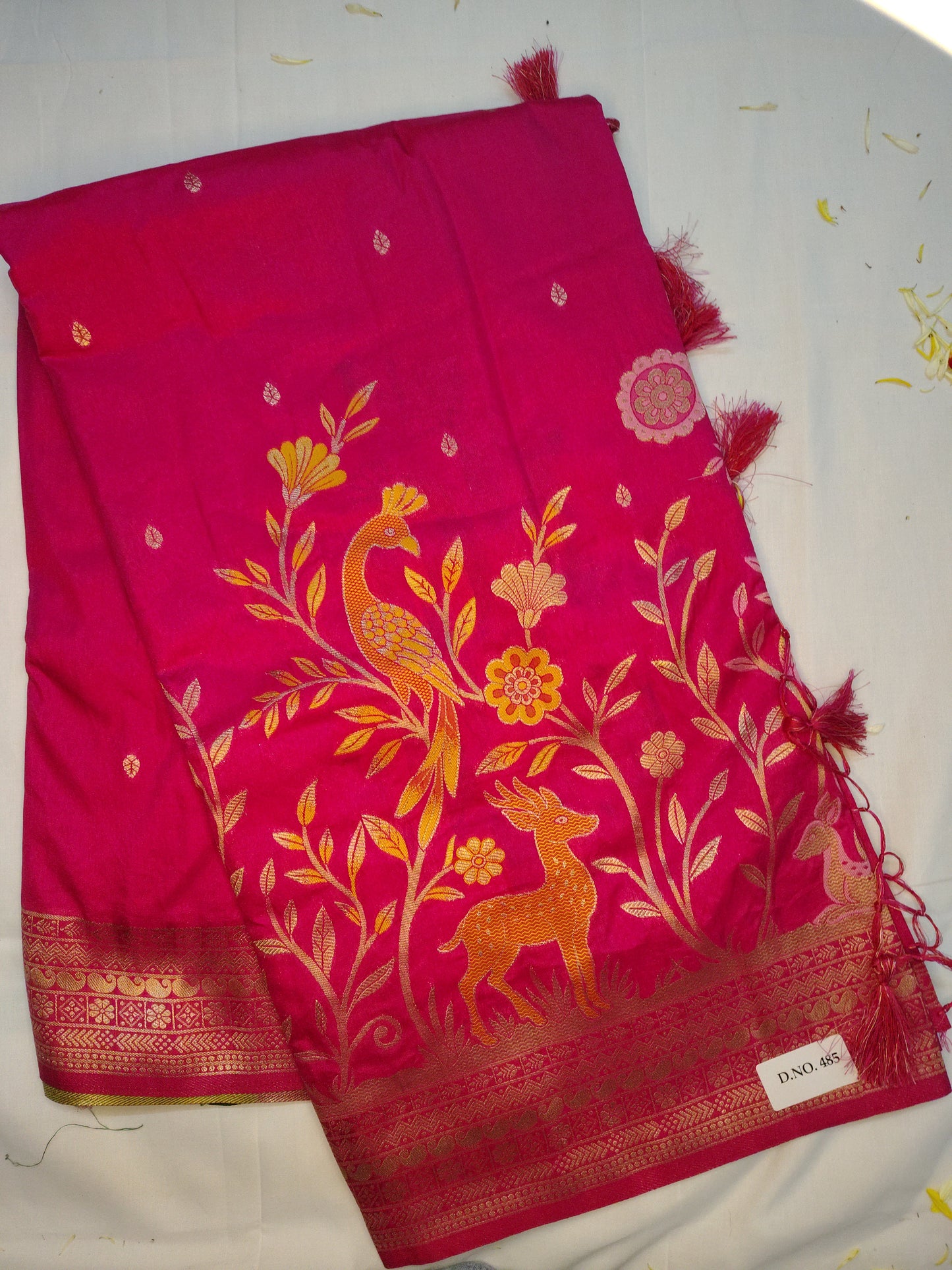 Udaan semi chiniya deer design silk saree