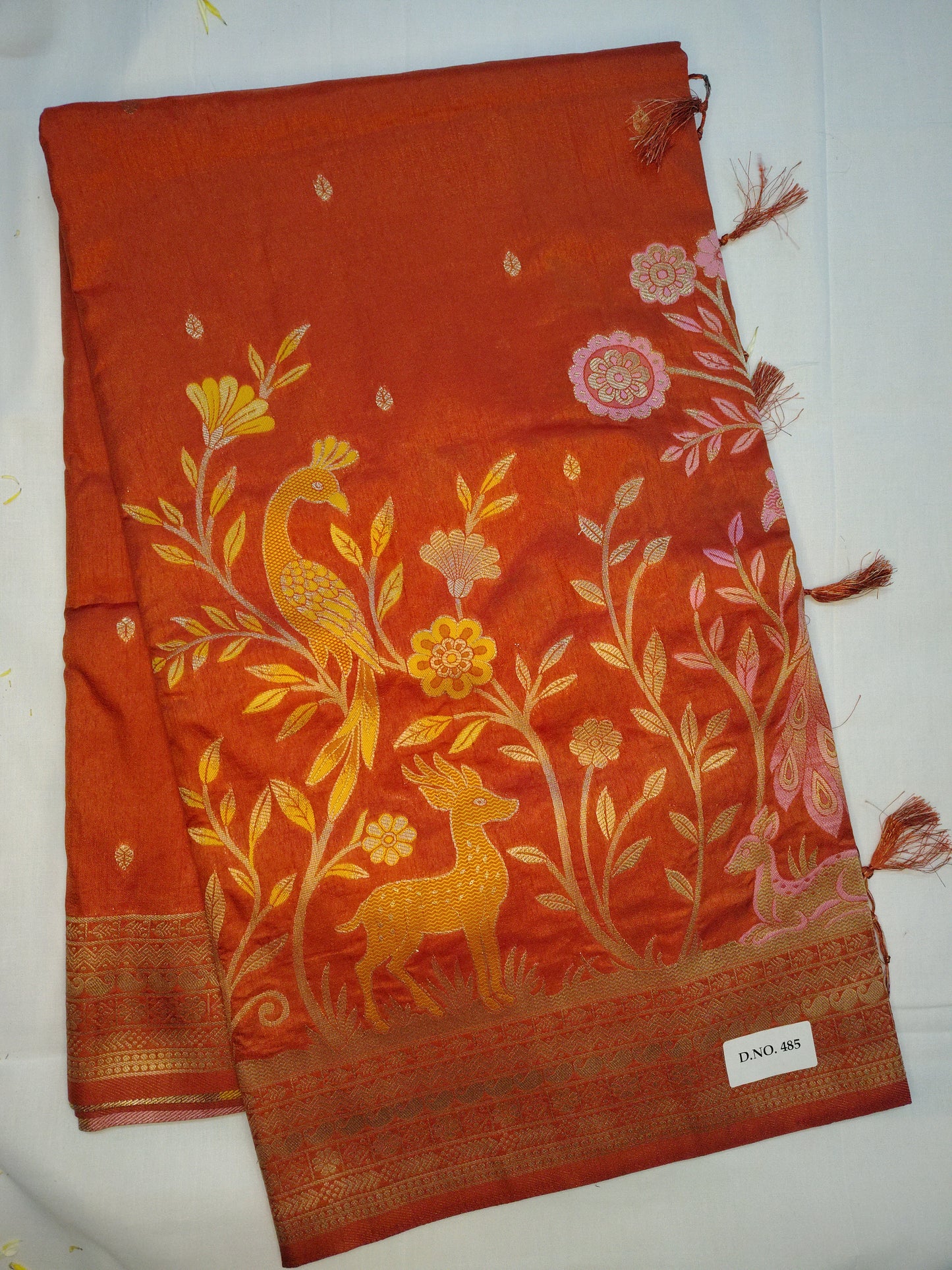 Udaan semi chiniya deer design silk saree