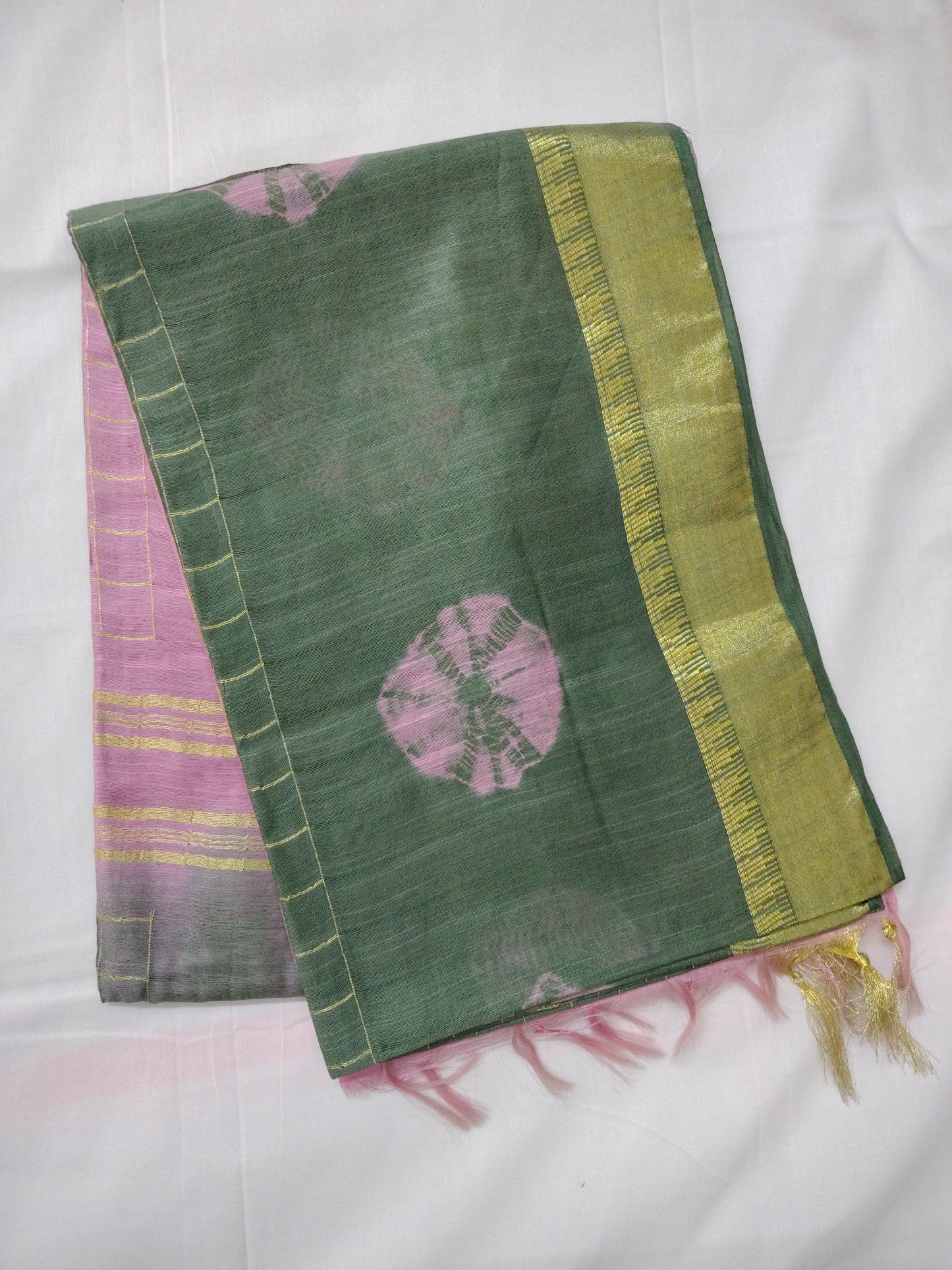 Bhagal puri flower border cotton saree