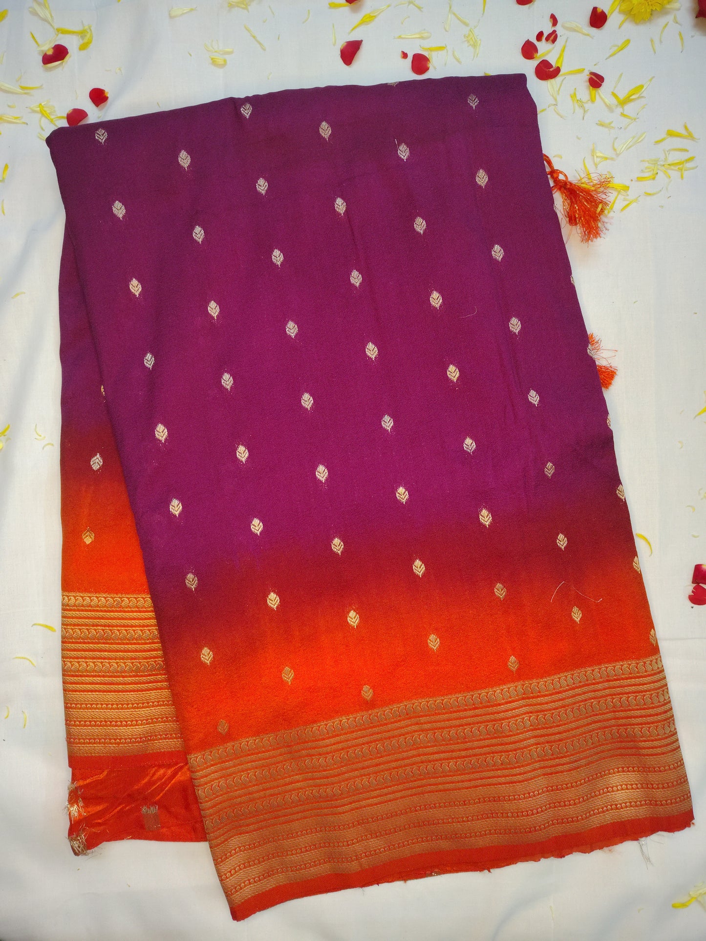 Chanderi exclusive leaf butta design saree