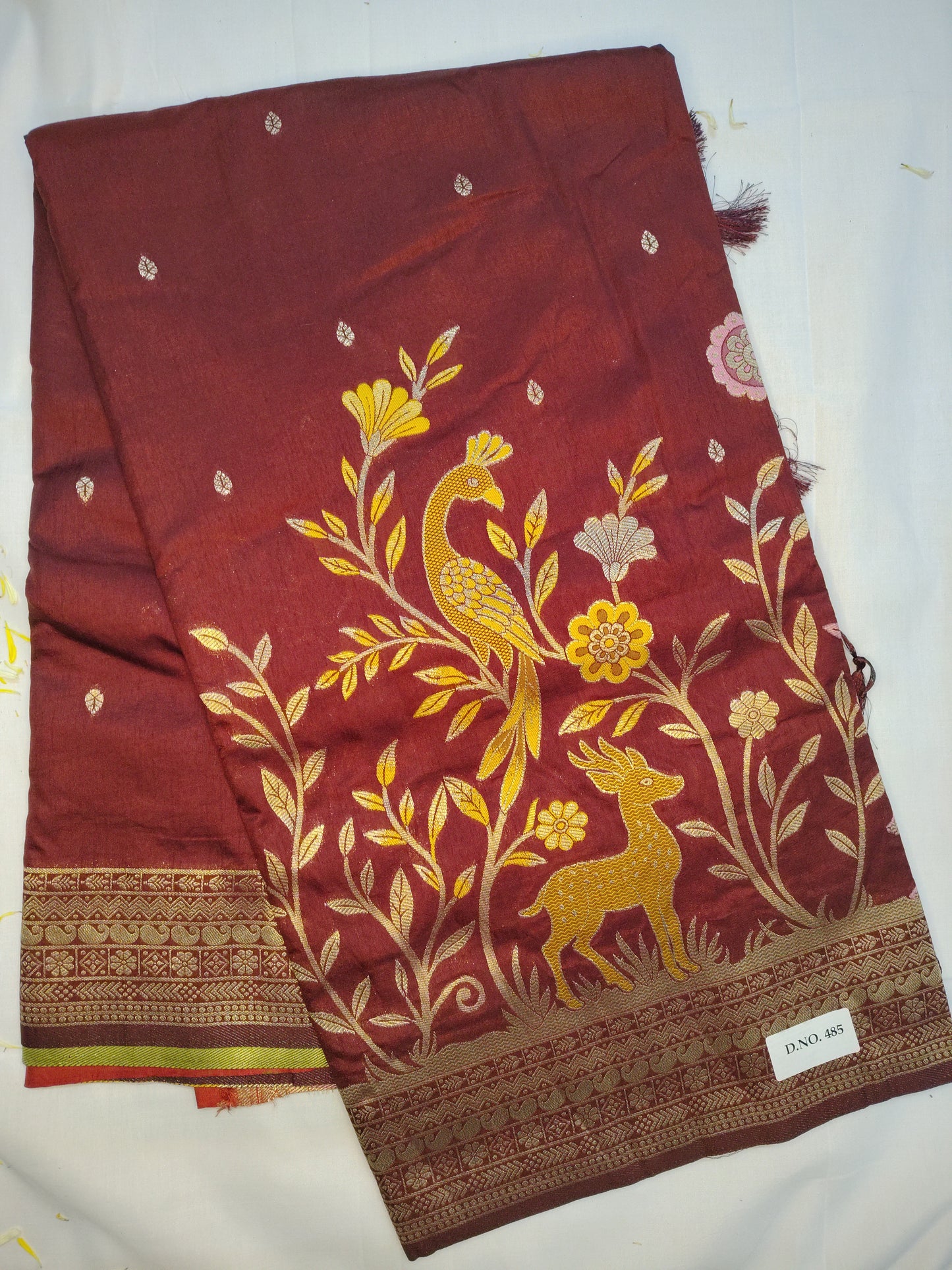 Udaan semi chiniya deer design silk saree