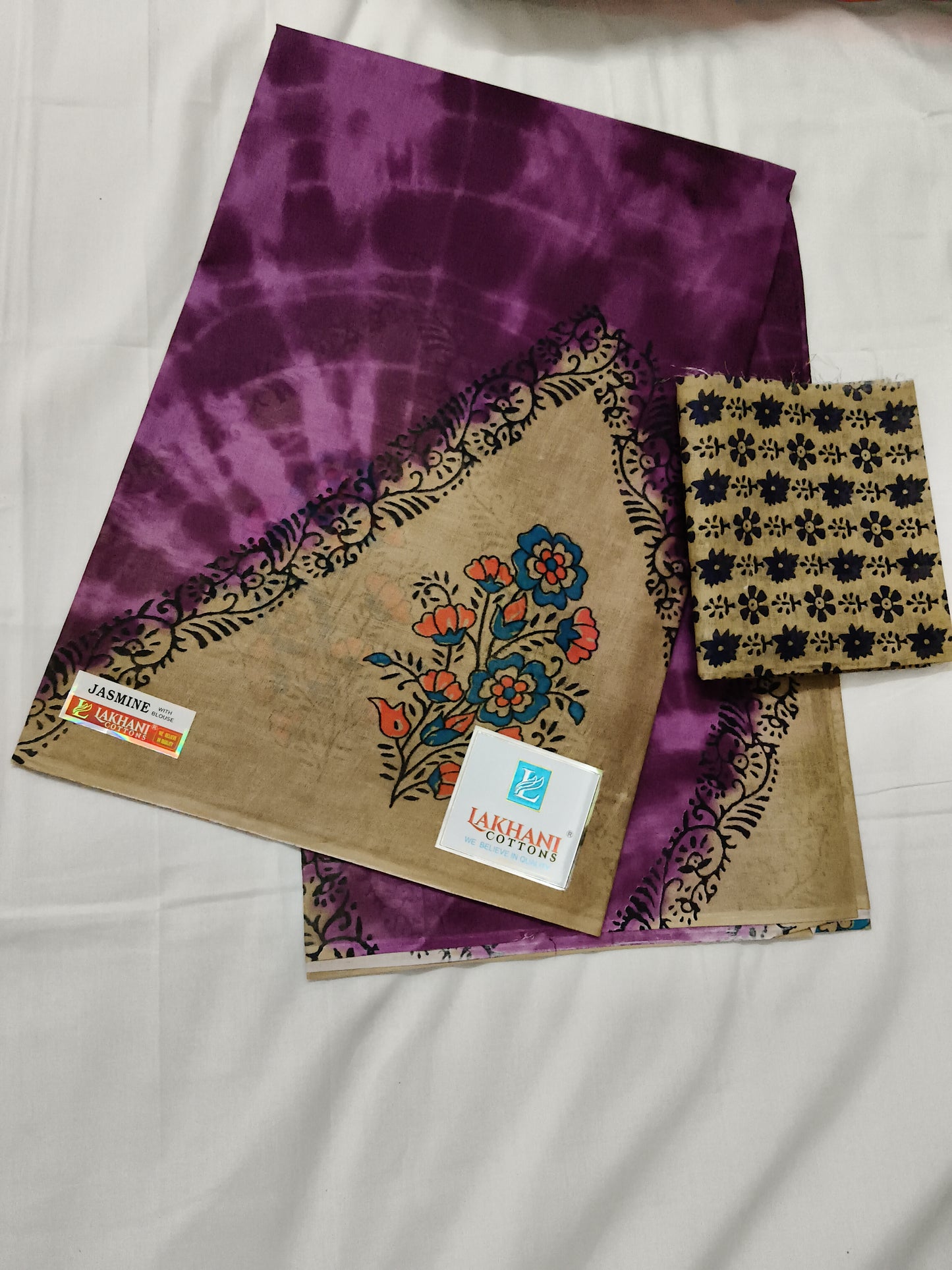Premium cotton saree with blouse