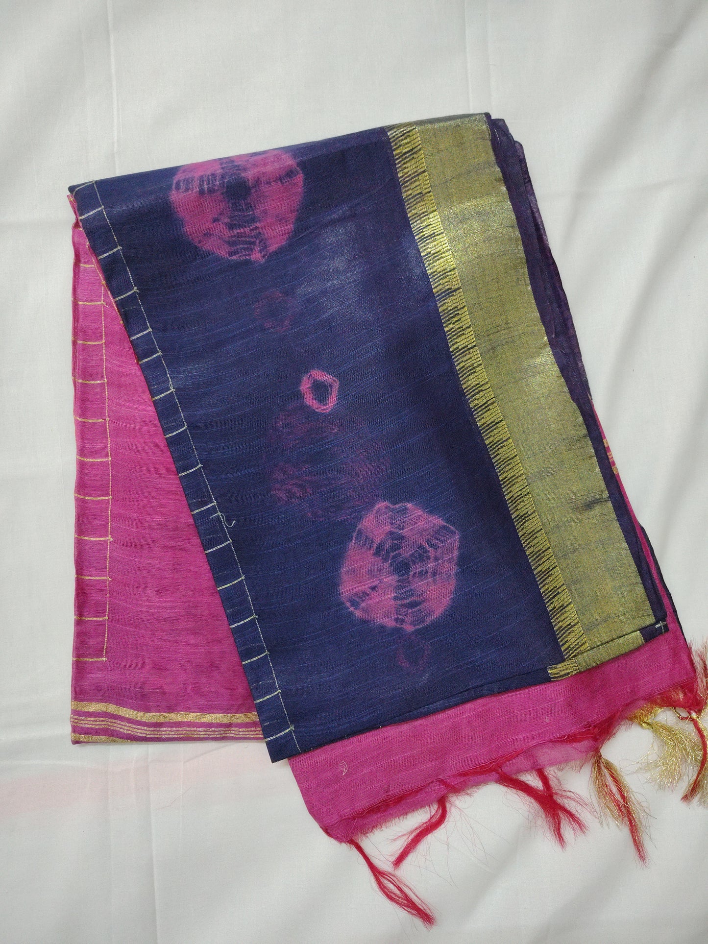 Bhagal puri flower border cotton saree