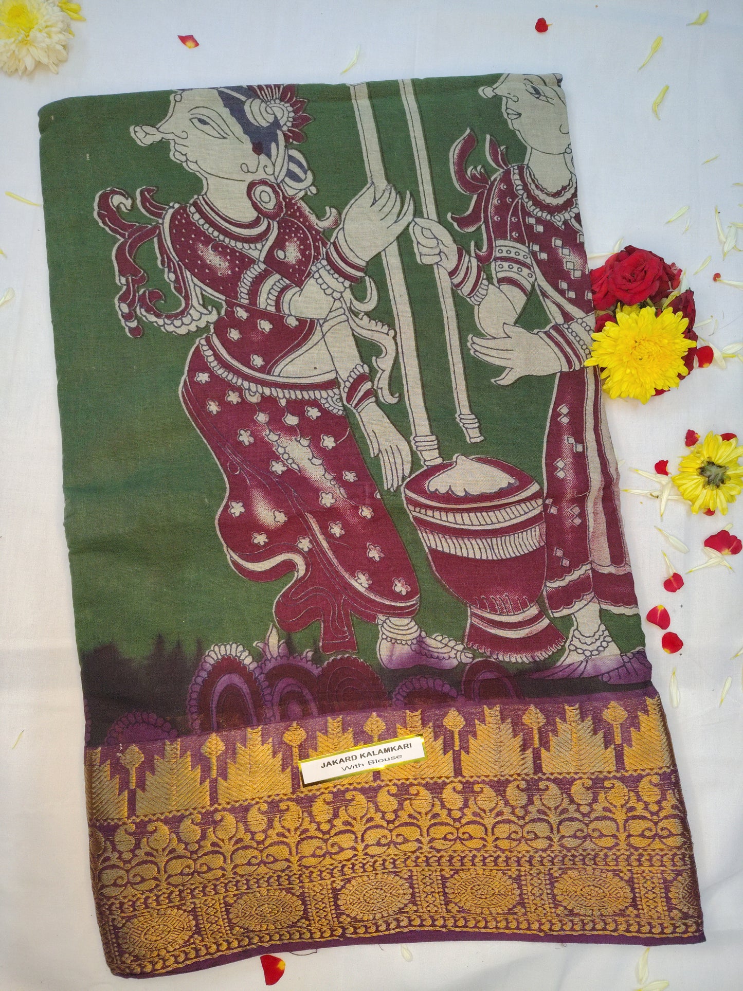 Cotton Kalamkari jakard saree