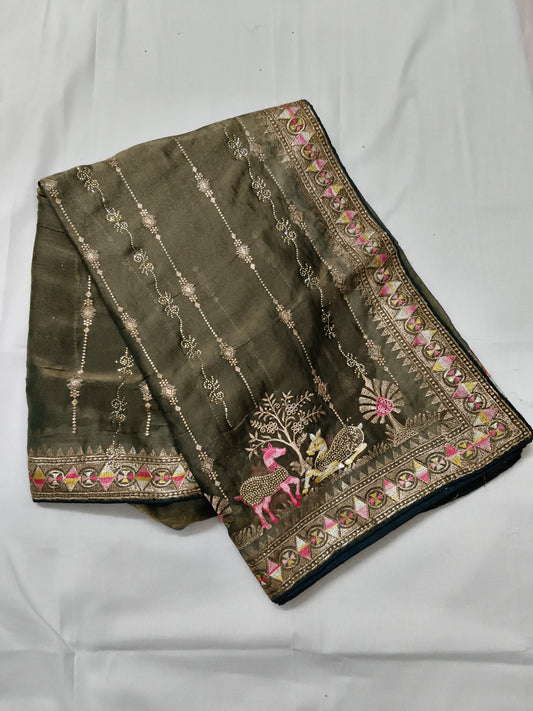 Party wear jorget silk saree (w17)