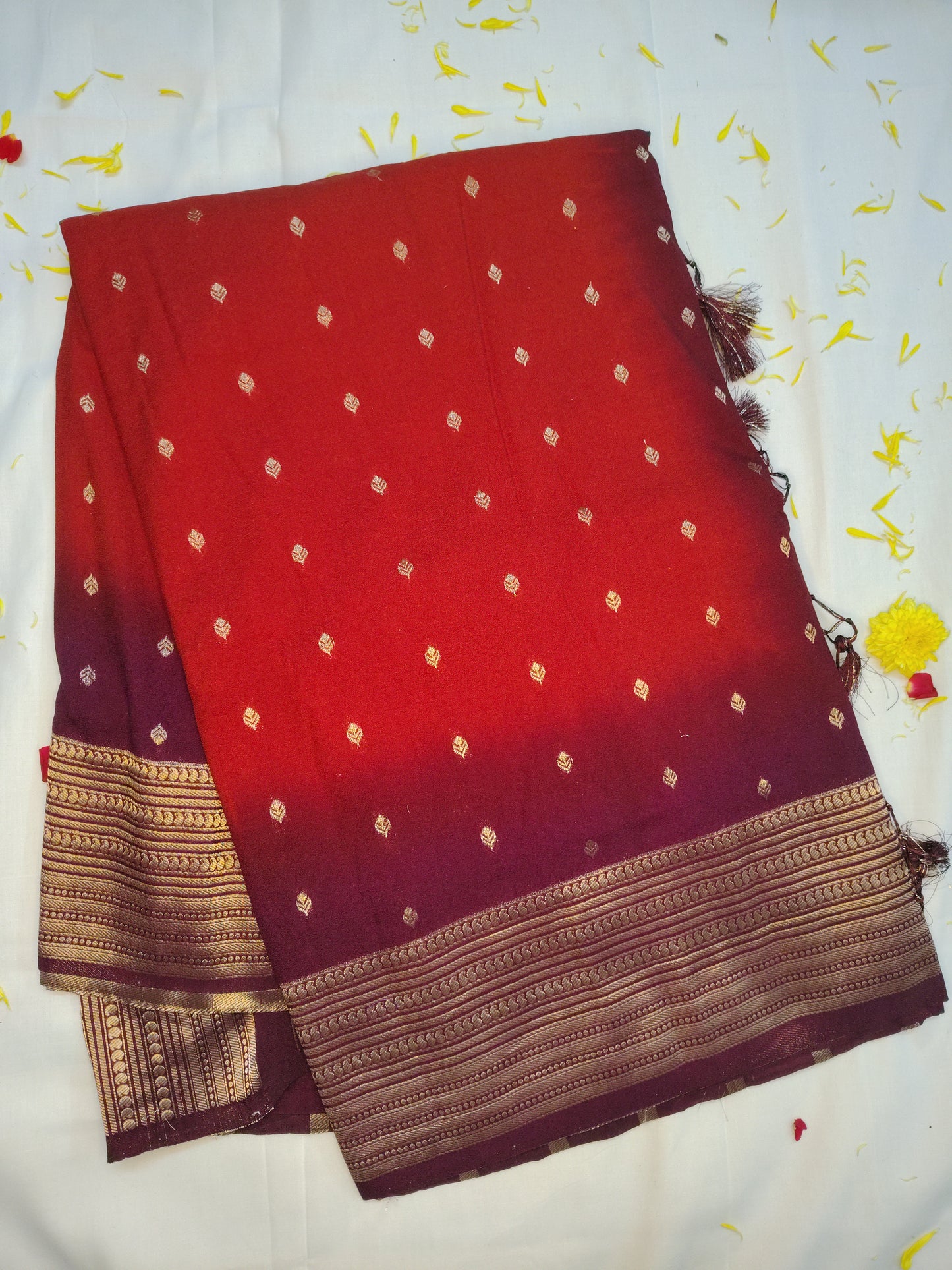 Chanderi exclusive leaf butta design saree
