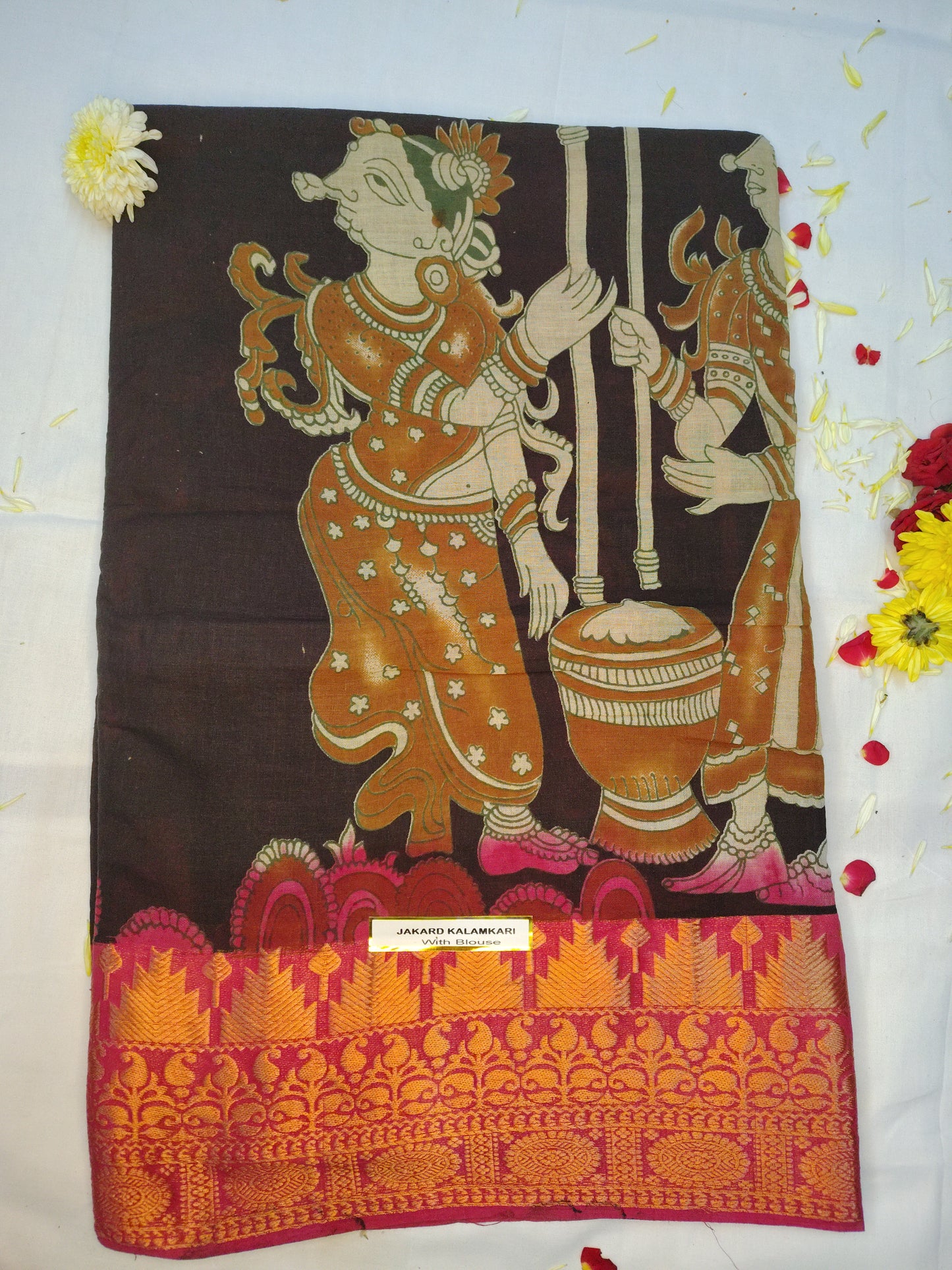 Cotton Kalamkari jakard saree