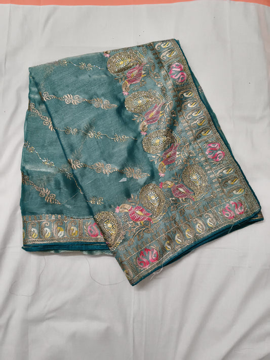 Party wear jorget silk saree (w4)