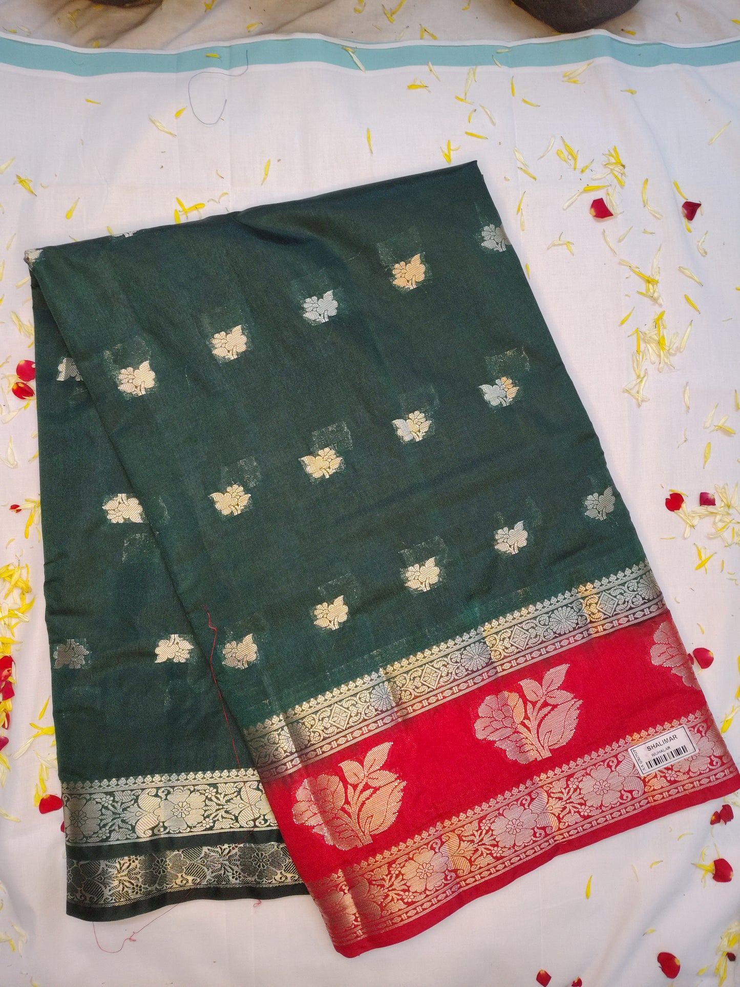 Royal chanderi  exclusive flower border design saree(AA)