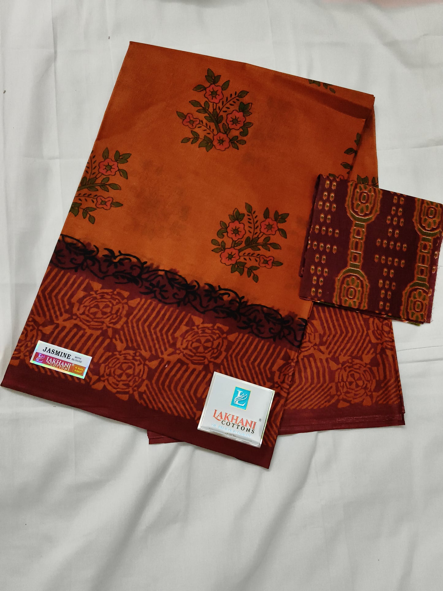 Premium cotton saree with blouse