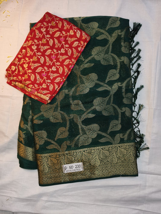 Georgette leaf butta design saree