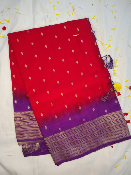 Chanderi exclusive leaf butta design saree