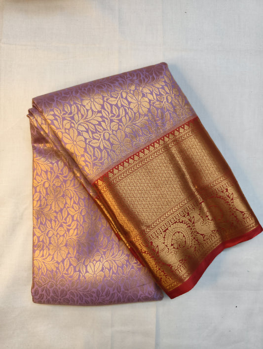 Lavendar and red border pattu sarees