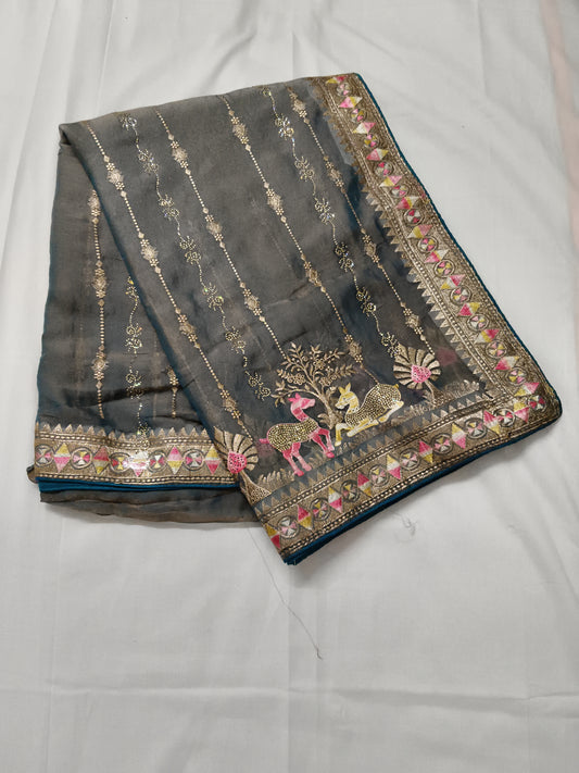 Party wear jorget silk saree (w27)