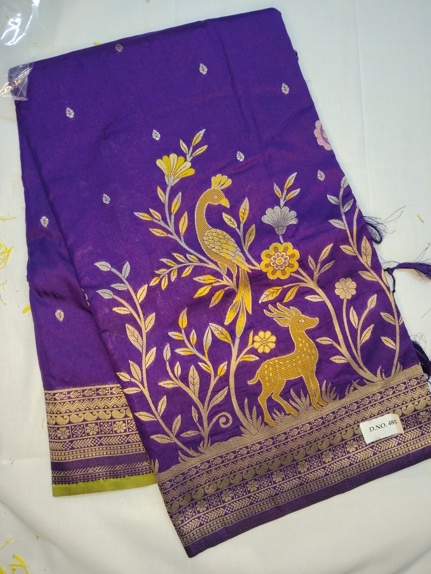 Udaan semi chiniya deer design silk saree