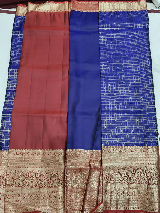 Checks Kanchivaram pattu saree